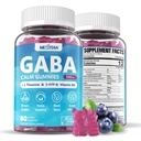 Gommies GABA 500 mg - Gommies calmes sans sucre avec L Theanine, 5-HTP, Vitamines D3, B12, Ashwagandha, Melatonine-libre pour le cerveau calme, l'humeur, Zzz Mieux, supplément GABA pour adulte, Blueberry Flavor, 1Pack