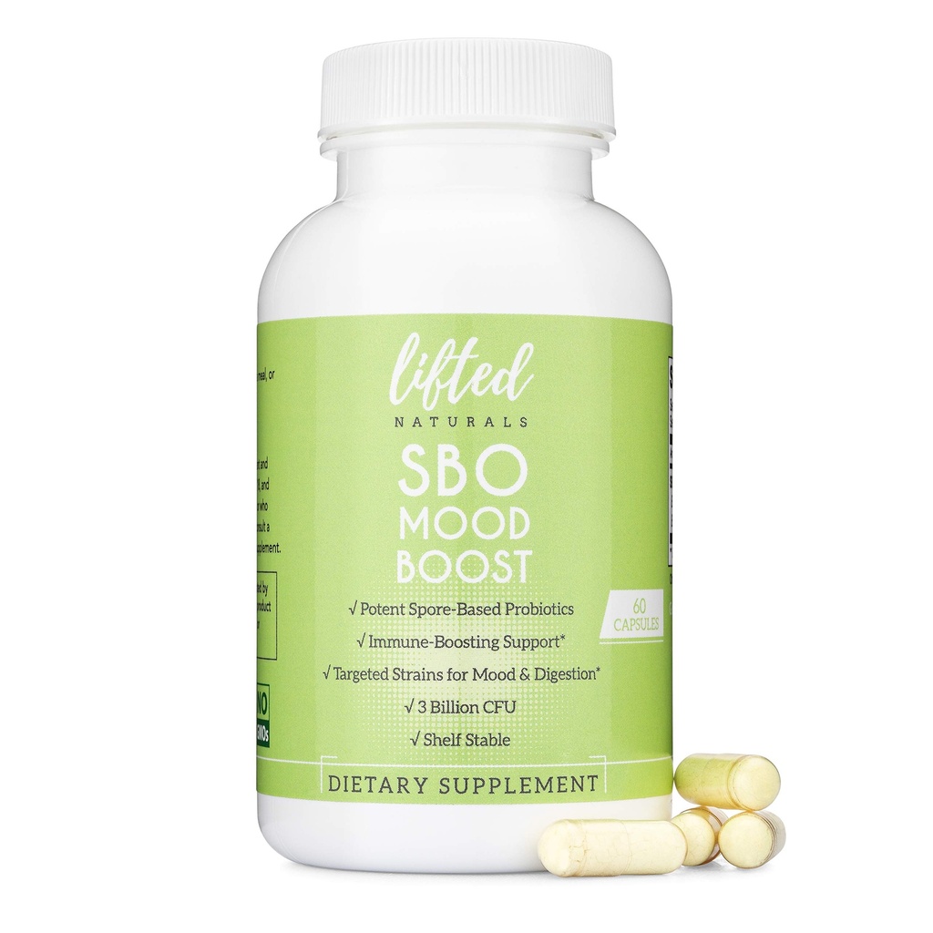 Lifted Naturals Spore Based Probiotic Probiotics - SBO Mood Boost - Spore/Soil-Based - Digestie & Natural Mood Support - Histamine-Free - 60 Day Supply, Non-GMO, Dairy-Free, Gluten-Free, Vegan