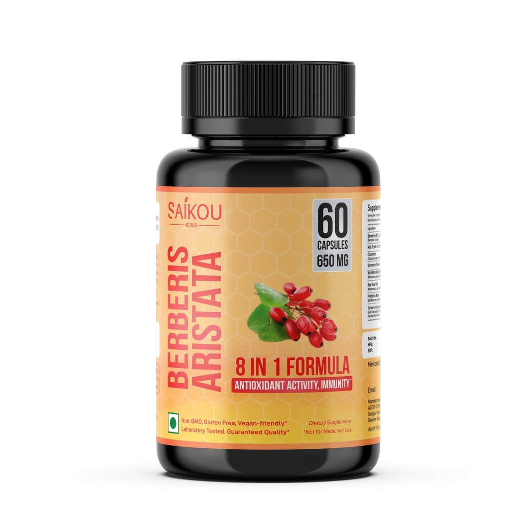 Extrait de HCL berbère 1300mg avec chardon de lait, cannelle Ceylan, Gymnema Sylvestre & Turmeric - 60 Capsules