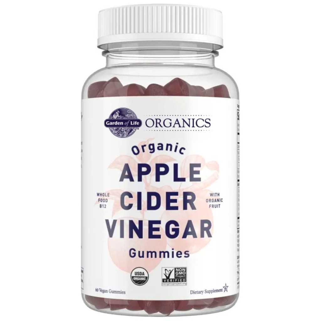 Tuin van het leven Apple Cider Vinegar Gummies USDA Biologische ACV Gummy Vitaminen Gemaakt met Real Fruit Blend, Whole Food Vitamine B12 - Veganistisch, Glutenvrij, Non-GMO, Kosjer - 60 Gummie