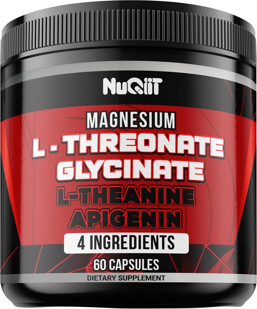 60 Capsules - Magnesium L-Threonate Capsules 500mg Magnesium Glycinate 500mg L-Theanine 200mg & Apigenin 50mg - Indrukwekkende voordelen voor ondersteuning Positieve Mood, Immuunstelsel, Hersengezondheid & Focus