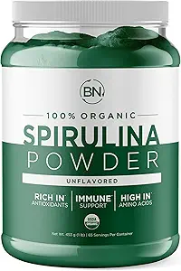 Spirulina Poeder Biologische 1lb -129 Serving 3,5g Serving Size - USDA Certified - RAW Nutriënt Dense Meer dan 70% Proteïne Per Serving - Purest Source Vegan Protein - Superfood