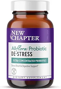 Nouveau chapitre Toute la FloraMC Probiotique de la formule de stress avec la résistance clinique Ashwagandha - Probiotiques à double action pour la santé digestive + supplément de stress à base de plantes*, 30 ct