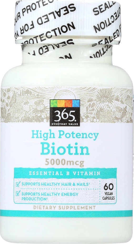 365 door Whole Foods Market, High Potency Biotin 5000mcg, 60 ct