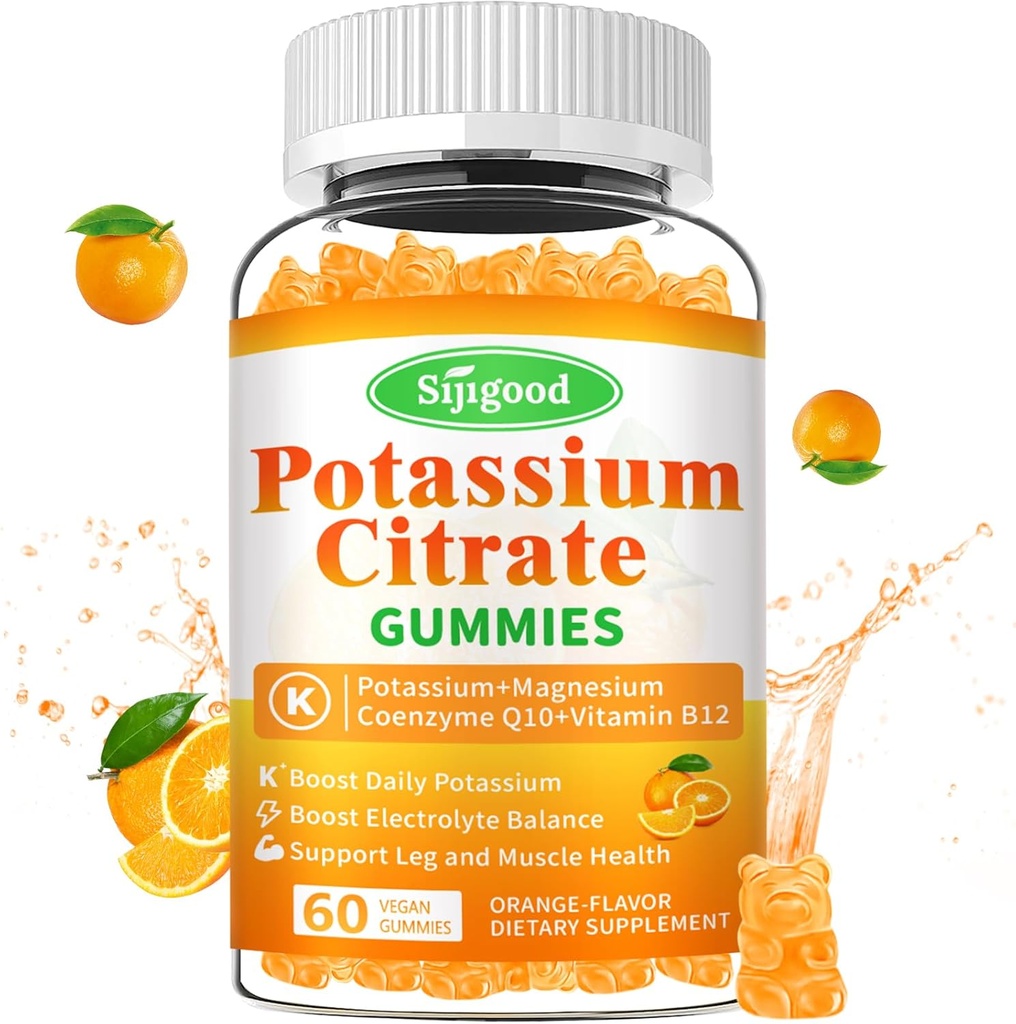 Kalium citraat Gummy's High Potency Kalium Supplement voor spier gezondheid, been kramp Relief, Electrolyte Balance 