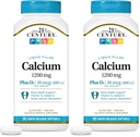 21st Century Calcium Plus D3 Liquid Filled Softgel, 1200 mg, 90 Tellen (verpakking van 2)