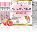 GREENPEOPLE Liquid Collageen for Women & Men, 2500mg Fish Collageen Peptides + Hyaluronic Acid + Vitamine Bs & C, Hair Skin Nails joints Bones Support (0,85 fl oz, 10 flessen, Grapefruit)