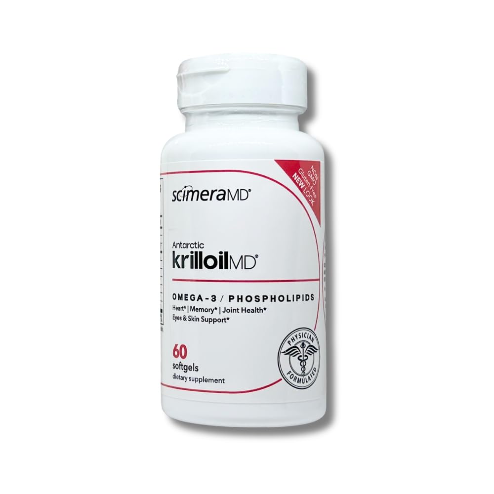 ScimeraMD® KrillOilMD Antarctica Krill Oil Omega 3 DHA EPA Supplement met Astaxanthine voor hart, hersenen en gezamenlijke ondersteuning, 60 CT