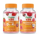 Vitamine vivante D3 + Vitamine K2 Enfants + Magnésium Enfants, Gommies Bundle - Grande dégustation, supplément de vitamine, sans gluten, sans OGM, gommy à croquer