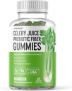 Selderij Juice Fiber Gummies voor volwassenen - Prebiotic Seldery Juice Gummy for Detoxification Support & Supergreens Boost with Seldery Juice, Chlorofyl, & Prebiotic Fiber - 60 Tel.