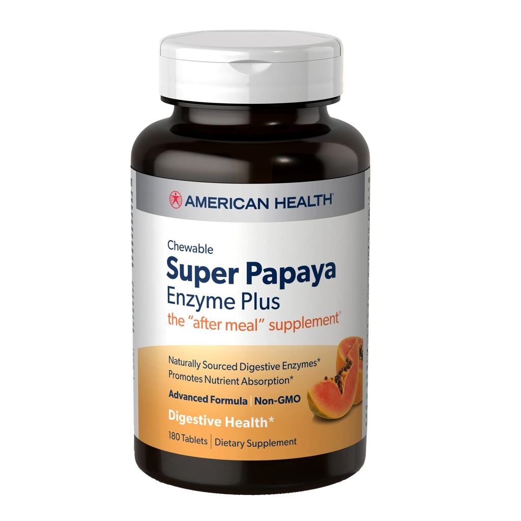 American Health Super Papaya Enzyme Plus - 180 Kauwtabletten - The After-Meal Supplement - Non-GMO - 60 Servings