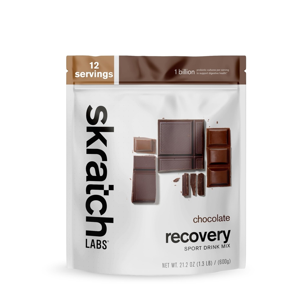Skratch Labs Post Workout Recovery Drink Mix met chocolade, (21,2 oz, 12 porties) met volledige melkeiwit van Caseïne, Wei, Probiotica, Glutenvrij, Kosher, Vegetarisch