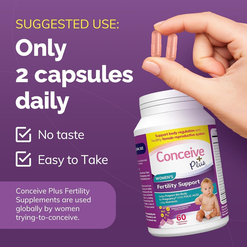 CONCEIVE PLUS Ovulation + Combo de fertilité des femmes, soutient la fertilité et la régulation ovarienne, 60 + 120 capsules