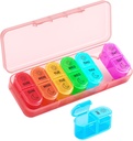 Betife Weekly Pillen Organizer 2 keer per dag, 7 dagen pil Box AM PM, Portable Travel Pillen Case, Daily Pillen Container Dag en Nacht, Medicine Organisator voor Medicatie, Vitamine of Supplement(Pink)
