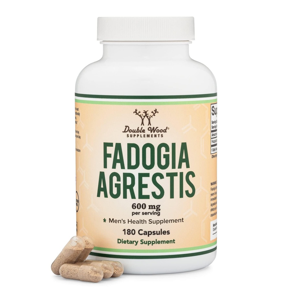 Fadogia Agrestis 600mg par portion (180 capsules) Extrait puissant pour soutenir la performance athlétique (Troisième partie testée, non-OGM, végétalien, sans gluten) par Double Wood