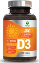 Vitamine D3 5000iu (125 mcg) Immune Health Support - High Potency Vitamine D Dieetsupplement voor botten, tanden, spieren - Natuur VIT D, Vegan, Glutenvrij, Raspberry Flavor - 120 Kauwtabletten