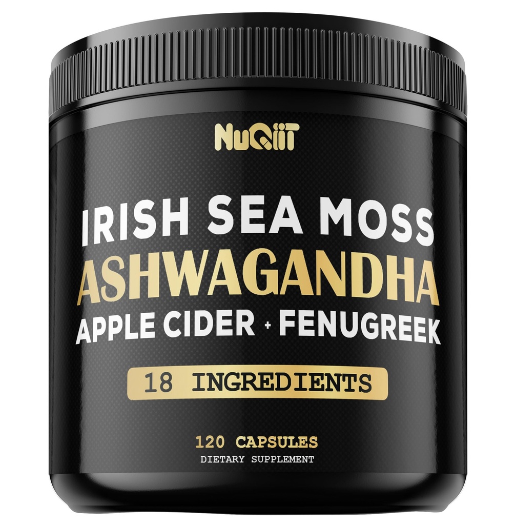 Capsules d'Ashwangdha bio 15000mg vinaigre de cidre de pomme de mer irlandais et plus - Soutien Cerveau santé, force et système immunitaire - 120 capsules végétaliennes