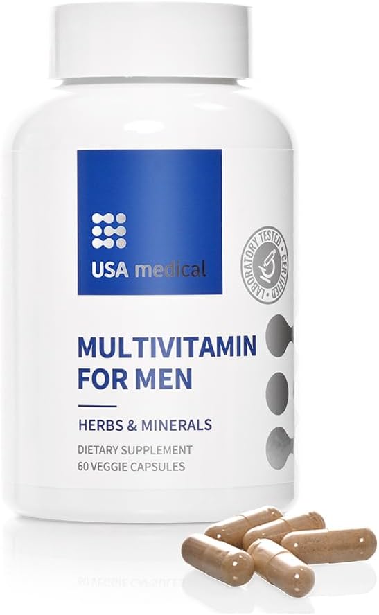 Heren Multivitamine Capsules - Complete Vitamine & Mineraal Supplement voor Dagelijkse Mannen Gezondheid met Zag Palmetto, Lycopeen en Zink - Prostaat Gezondheid, Energie en Slaap 60 Capsules