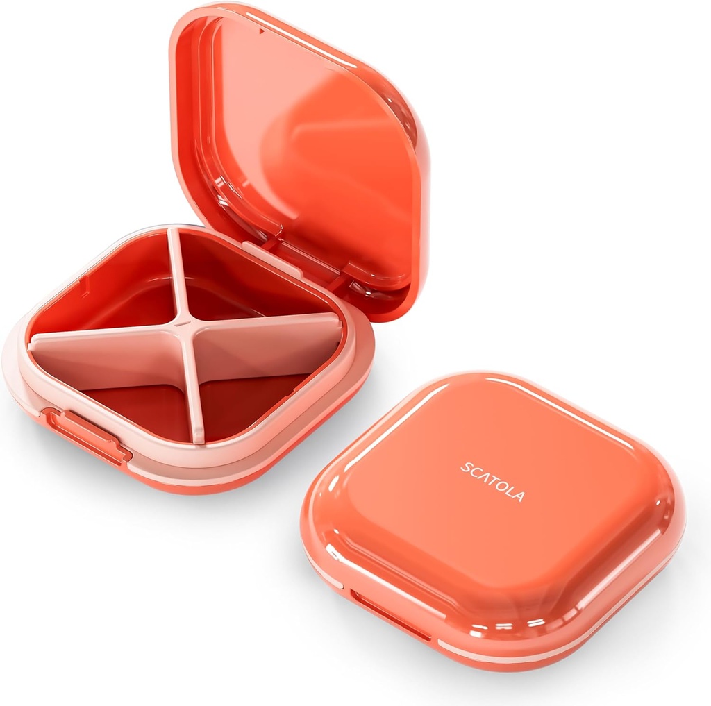 Kleine pil geval, Travel pil Box, Portable pil Organizer, Pillencontainer voor Pocket 4 afdelingen, Daily Compact Travel Medicine Holder voor Vitaminen Medicatie (Roze)