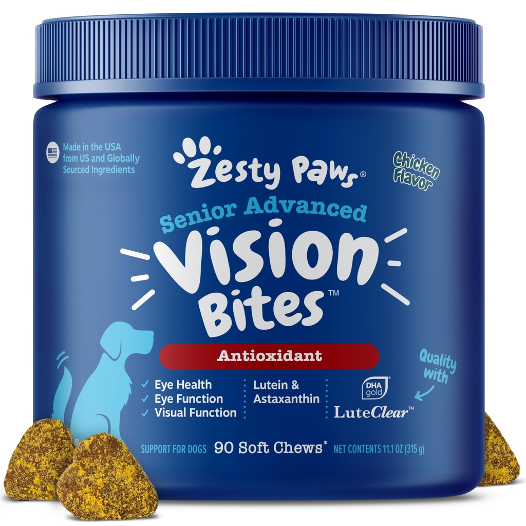 Zesty Paws Eye Supplement voor honden - Vision Support met antioxidanten & Omega 3 vetzuren - 90 Kauwen