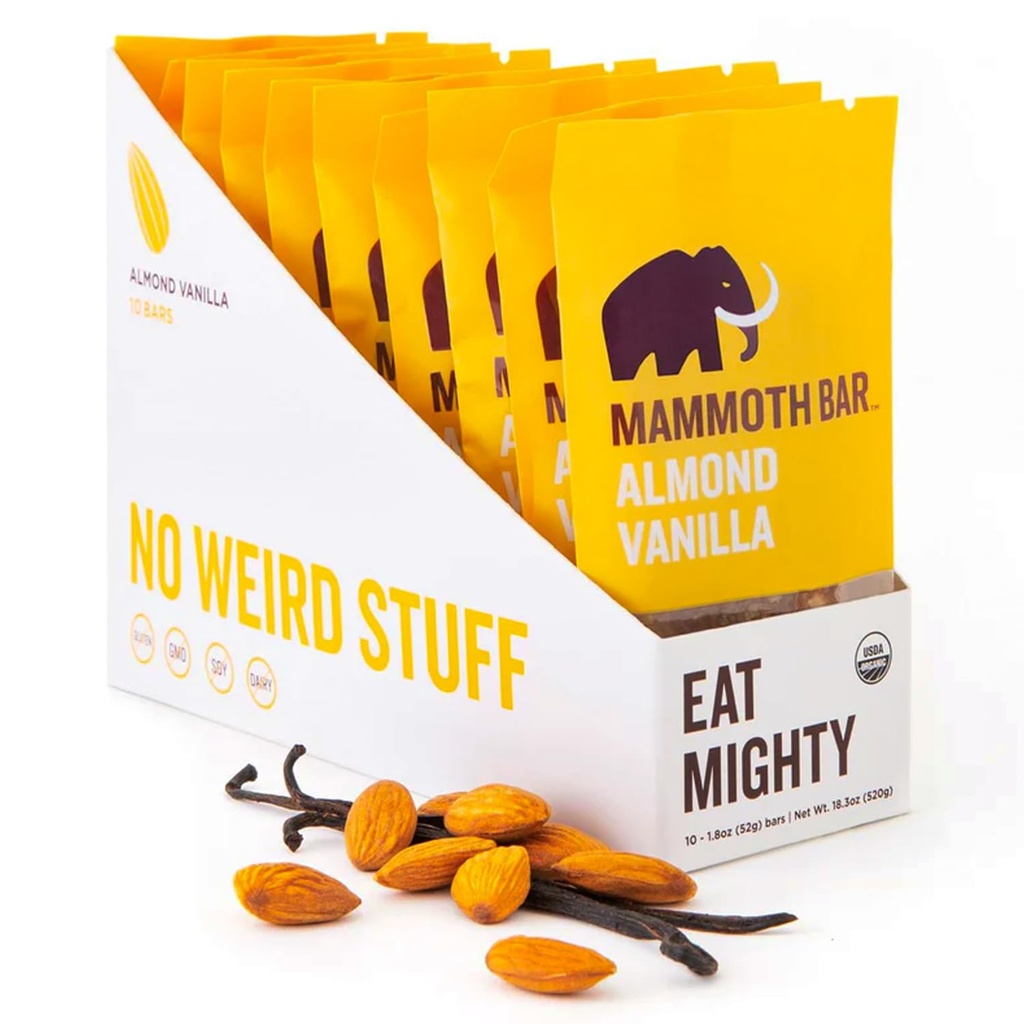Mammoth Bar Amandel Vanille Bar - 10 Organic Protein Bars 