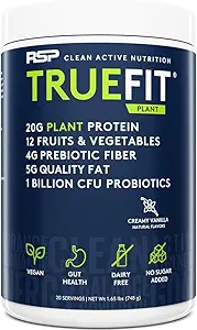 RSP TrueFit Vegan Protein Poeder Maaltijd Vervangingsshake, plantaardige proteïne + biologische groenten, vezels en probiotica, glutenvrij, zuivelvrij
