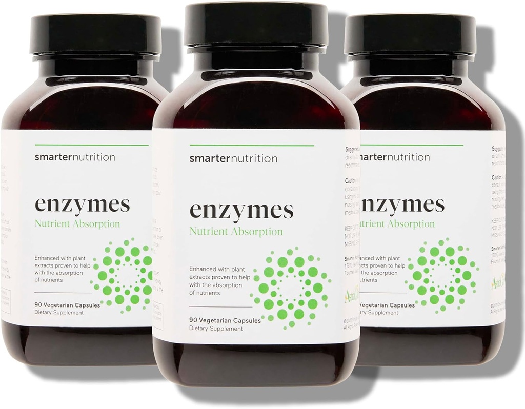 Nutrition plus intelligente Enzymes digestives véganes - Digestion Bloating & Gut Health Support with 16 Multi Enzymes for Nutrient Absorption & Meal Time Comfort for both Men & Women - 270 Compte[90-Day Supply]