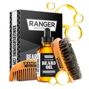 Beard Kit by Ranger Grooming Company by Leven Rose, 100% Organic Natural Fragrance Free Unscented Baard Oil, Boar Bristle Baard Brush, Natural Wood Comb Baard Care Starter Set voor mannen