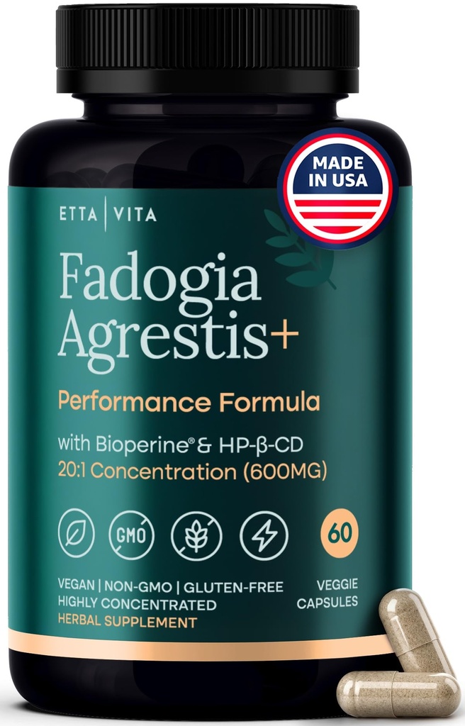 Organische Fadogia Agrestis 600mg voor natuurlijke testondersteuning (2X Meer Pure - 3X Meer Absorberend) Atlet goedgekeurd - Ondersteunt spiergroei & herstel, gezonde energieniveaus, aandrijving, uithoudingsvermogen & Mood - 60ct