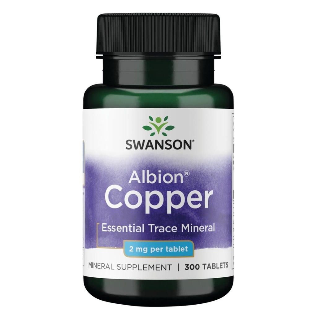 Swanson Copper Antioxydant Système immunitaire Supplément minéral de soutien des cellules du sang rouge (chélate de cuivre) 2 mg 300 onglets (2 paquets)