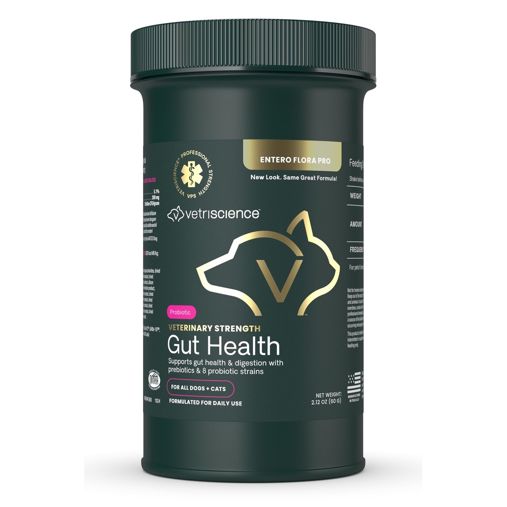 VetriScience Veterinary Strength Gut Health Powder - Supplément santé pour les animaux de compagnie - Immunity Support - Pet-friendly Probiotic Powder - Sans goût et sans odorat - 60 portions