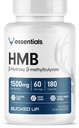 Gebogen HMB (Beta-Hydroxy Beta-Methylbutyraat) 1500mg per portie, Essentials (60 porties, 180 capsules)