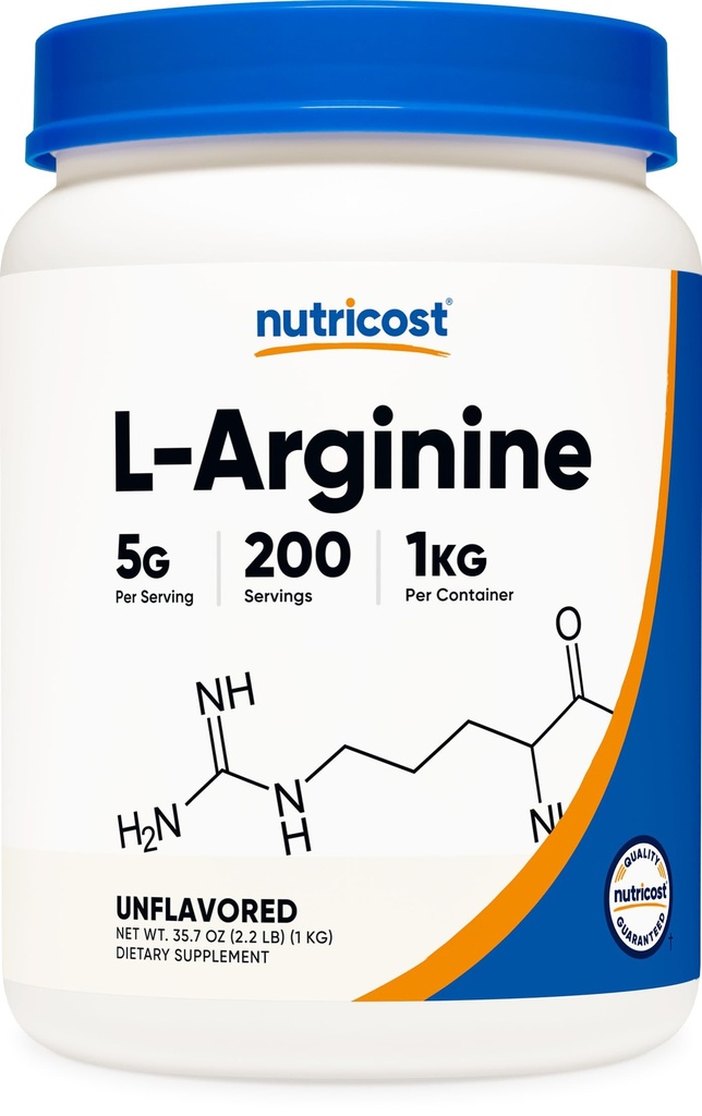 Nutricost L-Arginine Poeder 1KG - Pure L-Arginine, 5g per portie
