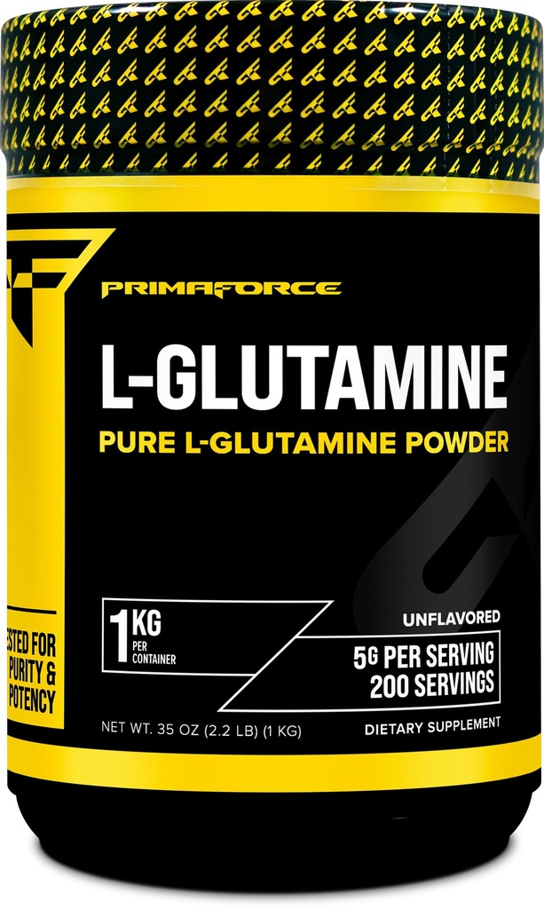 Primaforce L-Glutamine Poeder 1000 Gram (1 KG) Ongearomatiseerd - Pure L-Glutamine Poeder, 5g per portie, GGO-vrij, glutenvrij, 200 porties