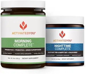 ACTIVATHYOU Morning Complete Daily Wellness Drink (Apple Cinnamon) Nighttime Complete (Raspberry Lemonade) met Prebiotica, Probiotica en Green Superfoods, 30 porties