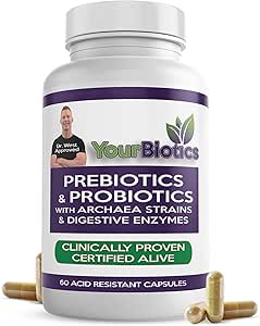 YourBiotics Prebiotics and Probiotics for Men & Women - Digestive Enzymes with Probiotics and Prebiotics Acid Resistant - Women & Heren Probiotics for Gut Health Immune Support & Digestie - 60 Tel.