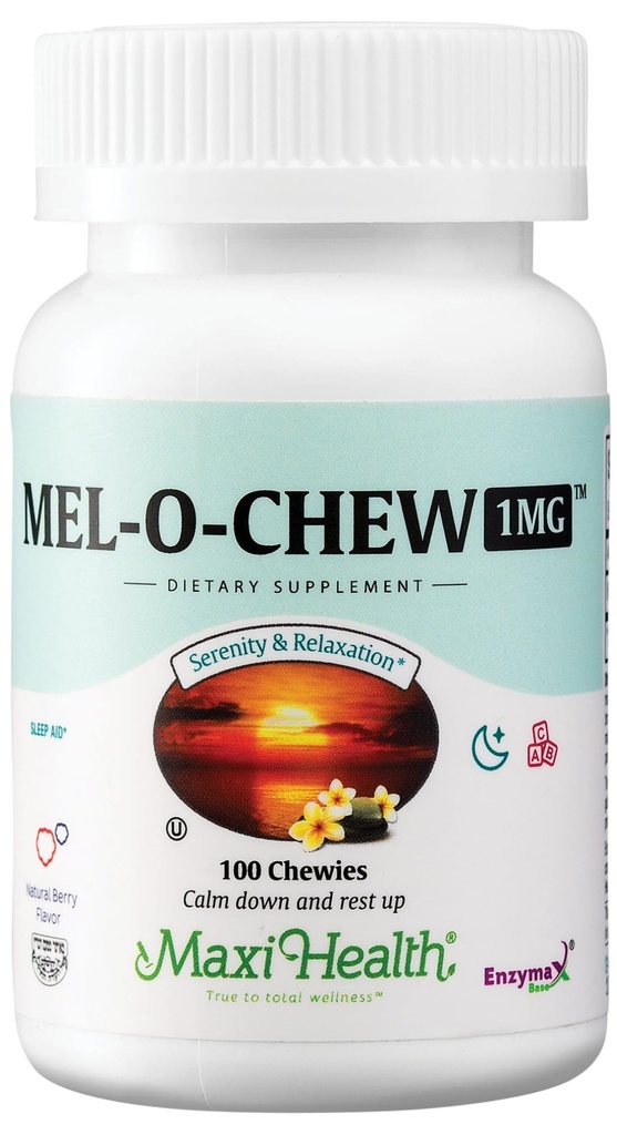 Maxi Health Melatonine 1mg Kauwbaar - Slaaphulp Melatonine aan te moedigen natuurlijke slaap 