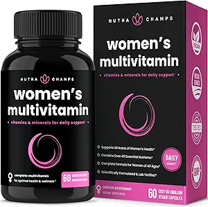 NutraChamps Women's Daily Multivitamine Supplement - Vegan Capsules with Biotin, Vitamines A B C D E K, Calcium, Zink, Luteïne, Magnesium - Premium Multimineral Multivitamine voor vrouwen
