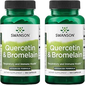 Swanson Quercetin & Bromelain-Promote Respiratory Health Support-Aid Seasonal Imune System Health-Support Cholestérol Niveaux Déjà avec/i Plage normale 100 Caps (250mg Quercetin/78mg Bromelain) 2 Pack