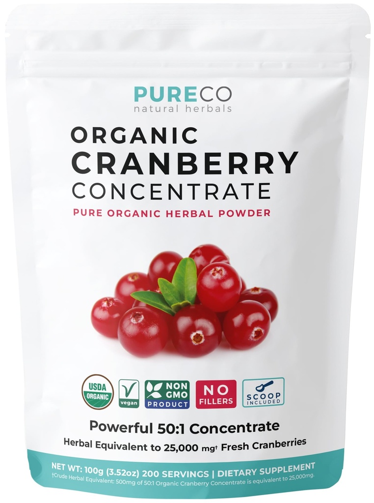 USDA Cranberry Powder Organic Certified - Organic Cranberry Juice Concentration Support Urinary Tract Health for Women & Men - Pure Berry Concentrate Vegan Non-GMO & Filler Free (200 Servings)