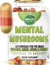 Gélules de champignons MENTAL, Supplément d'extrait biologique avec Mane de Lion, Cordyceps, Reishi et Chaga, Boost Your Focus, Energy, Wellness and Immune System - Nootropic Mushrooms, Immune Support 90ct