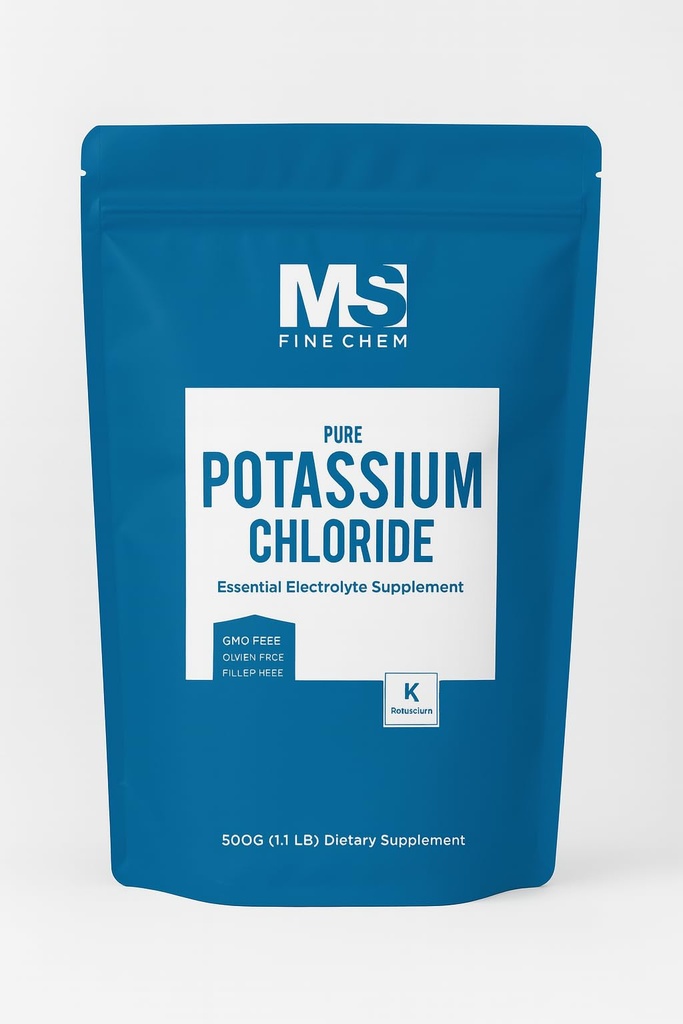 Kaliumchloridepoeder - 500 gram - 1,1 lb - Kaliumsupplement Poeder, Kaliumchloridezout Substituut, Kaliumzout - Glutenvrij, 200 mg per portie