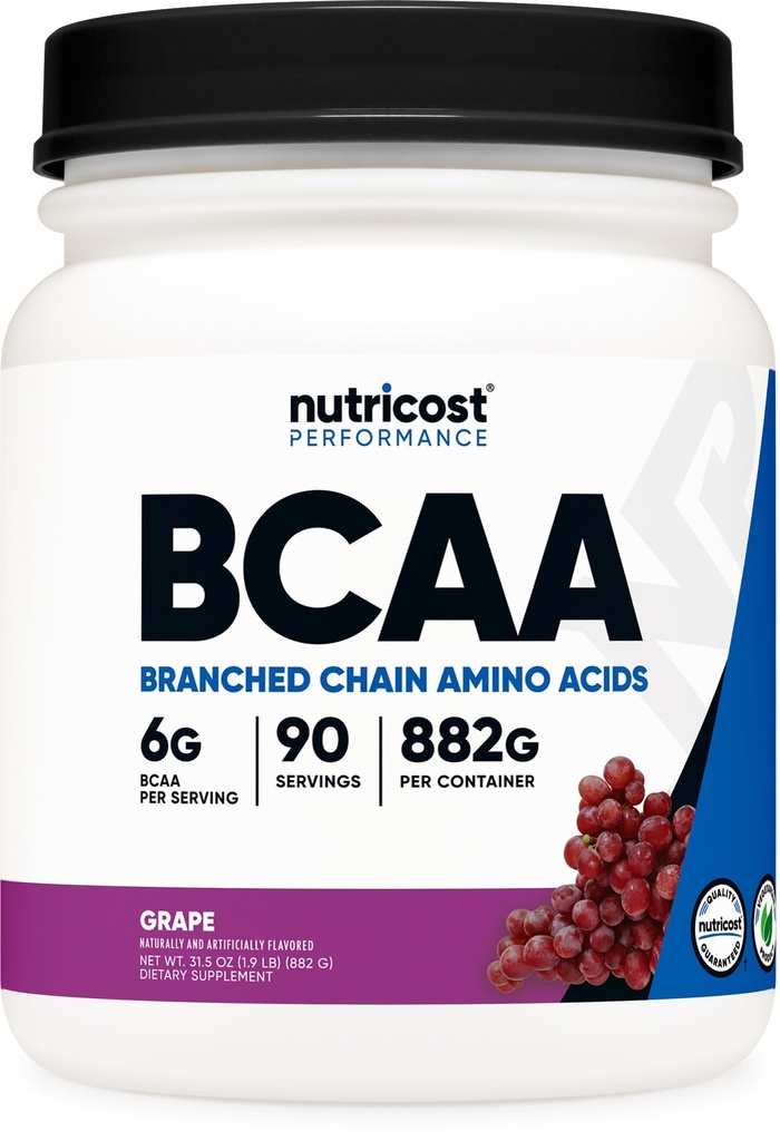 Nutricost BCAA poudre (Grape, 90 portions) - Rapport optimal 2:1:1, végétarien, non-OGM