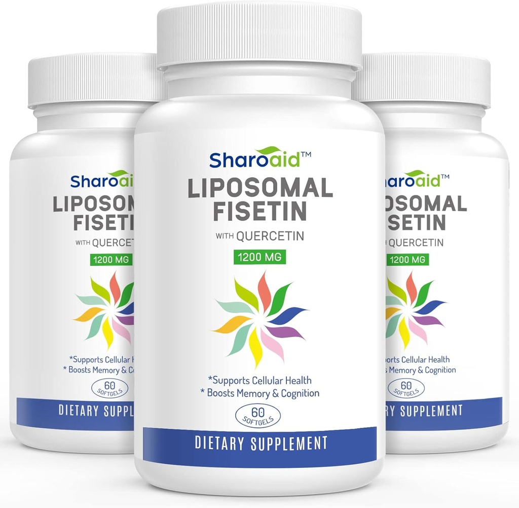 Liposomale Fisetine met quercetinesupplementen 1200 mg per portie, Hoge Absorptie Polyfenolen Antioxidanten voor vrouwen,mannen,Non-GMO,Gluten-Free,3 Fles-180 Softgels