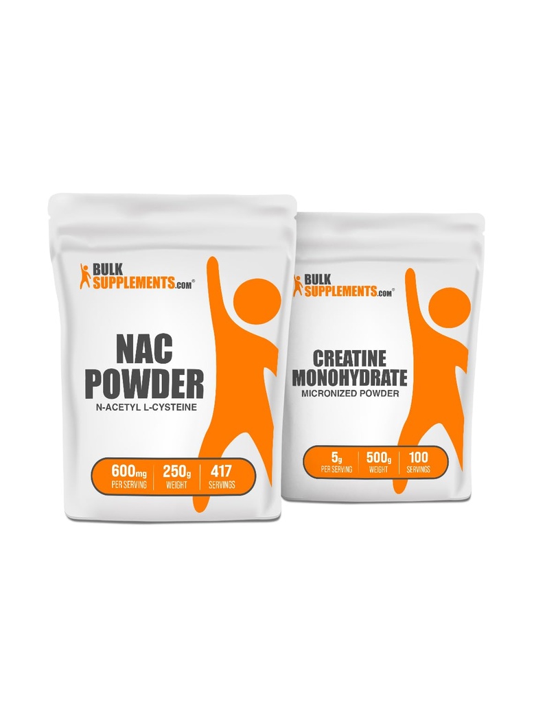BulkSupplements NAC (N-Acetyl L-Cysteine) 250g + Creatine 500g bundel