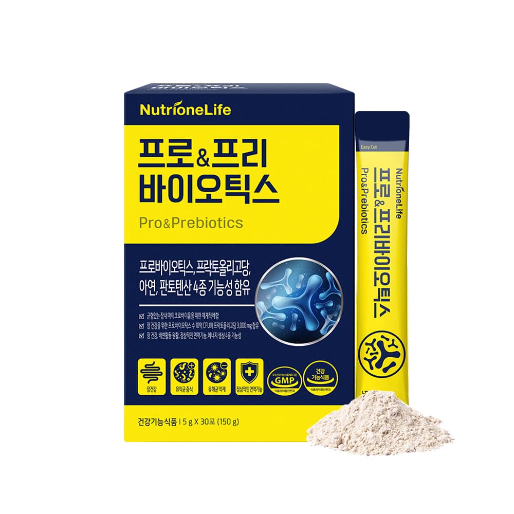Pre&Pro Biotics, 1miljard CFU, Powder Type Korea Probiotica, Multi-strain Probiotic Blend, Ondersteunt Digestieve Wellness, Bevat zink en Pantotheenzuur
