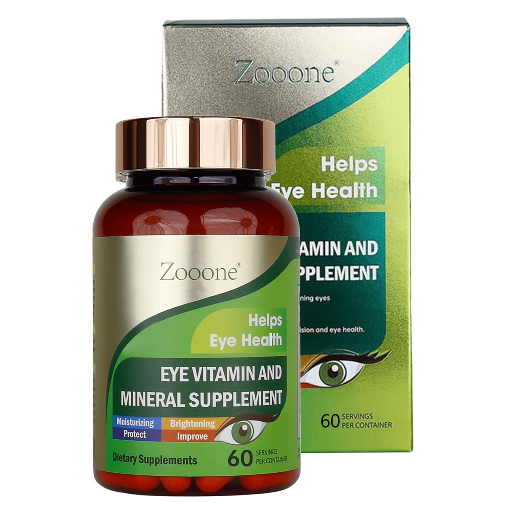 zooone- 60 st Luteïne Oogvitaminen Supplement Voedingssupplement voor Macula Health & Dry Eye Support, Bevat Luteïne, Zink, Vitaminen C/E & Zeaxanthine