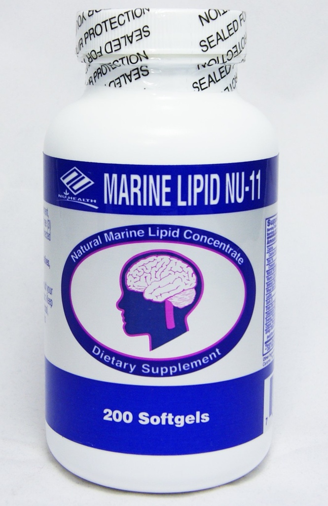 Marine Lipid Nu-11 in 1 Inclure : Huile de poisson, soy Lécithine, Huile de germe de blé, Levure de Selenlum, Huile d'ail, Extrait d'écorce de raisin, Vitamine E, Poudre d'octacosand, Huile de Primross du soir, Huile de lin orgénique, Extrait de Ginkgo Biloba.