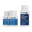 OmegaXL Joint Relief Supplement - Natural Muscle Support, 60 Softgels (2 Pack) & SleepXL direct-Release melatonine, L-Theanine (Calming), kamille, Magnesium & B6 (60 Vegan Capsules)