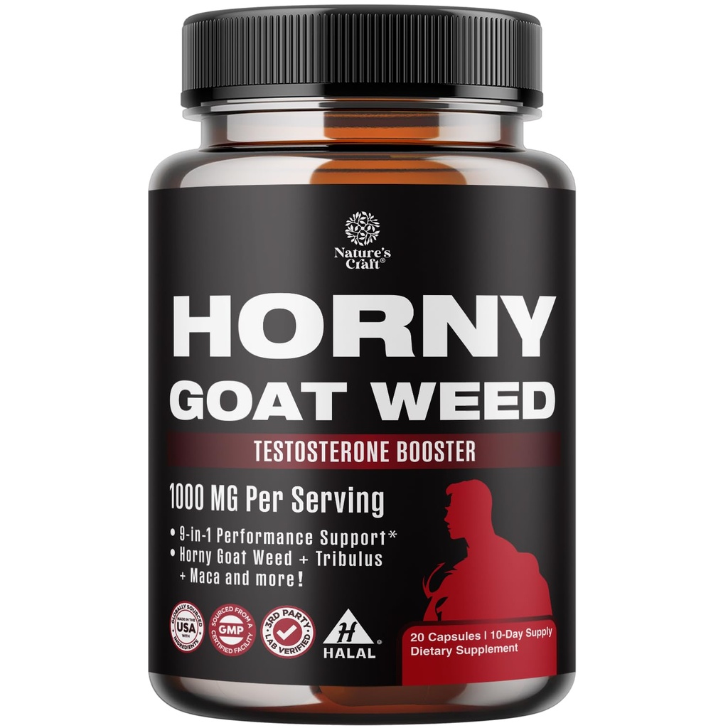 Geile geit onkruid voor mannelijke versterking - extra kracht geile geit onkruid voor mannen 1000mg per portie Complex met Tongkat Ali Saw Palmetto Extract Panax Ginseng en Black Maca Root voor uithoudingsvermogen en energie
